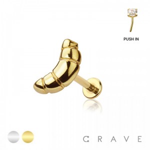 CROISSANT TOP THREADLESS (PUSH IN) 316L SURGICAL STEEL LABRET SET